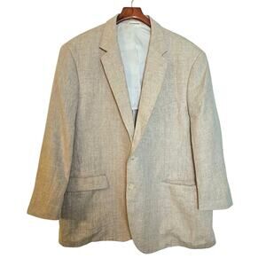 Peter Blair Light Tan Khaki Linen Preppy Blazer Jacket